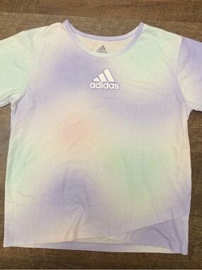 adidas Kids Pastel dye Short Sleeve Tee - large girls size 14 athletic Shirt EUC